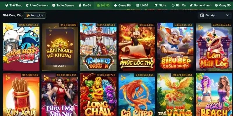 Sảnh nổ hũ & game bài cực vui nhộn tại website